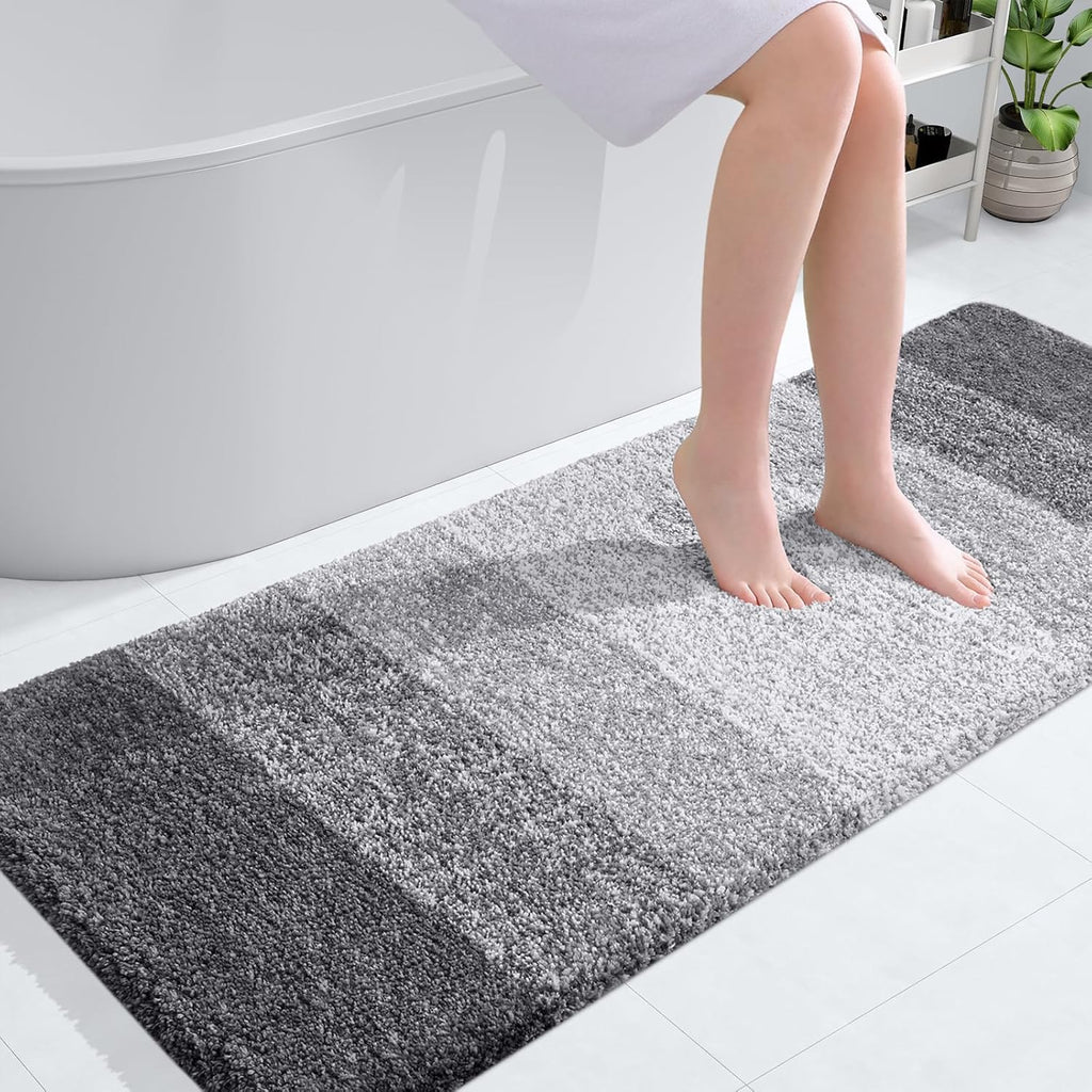 OLANLY Large Bathroom Rug Mat - Extra Soft Microfiber, Quick Dry, Machine Washable | 50x30, Grey