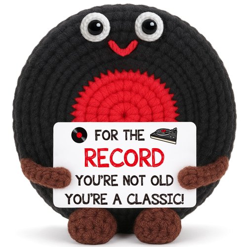 Vinyl Records Easter Basket Stuffers for Teens Boy Men Music Lover, Easter Birthday Gifts for Men Him Boyfriend Dad Coworker Boss Appreciation Gifts Anniversary Mens Gift Handmade Crochet Vinyl Record