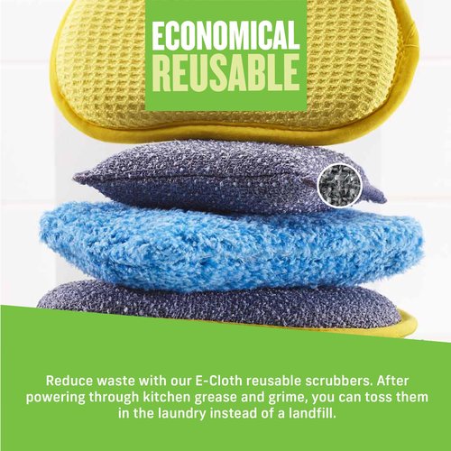 E-Cloth Non-Scratch Scrubbing Pads - Scrubbing Dish Sponges Kitchen Cleaning Kit - Reusable Scrubber Sponges for Dishes and Cleaning - Non-Scratch Scrubbers for Cleaning - 2-Pack