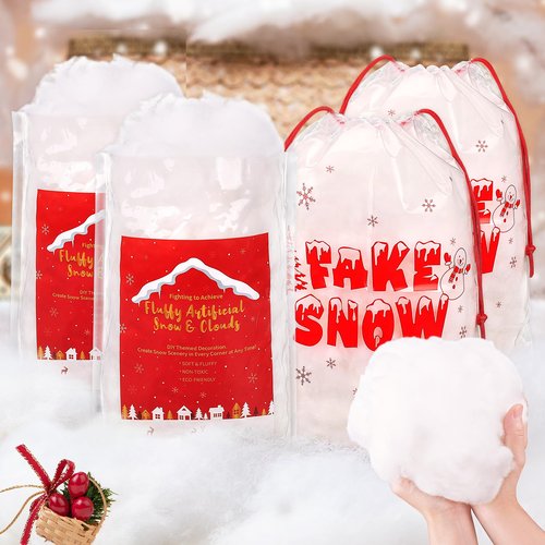 Fake Snow 1040g/36.7oz Fluffy Artificial Snow for DIY Mantle Table Village Nativity Displays,Soft Cotton Fake Snow Clouds for Winter Christmas New Year Wedding Birthday Valentines Party Decoration
