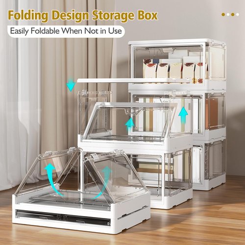 Kmiectse Clear Storage Bins - Stackable & Sturdy 3-Pack | 23 QT Multifunctional Folding Bins with Lid