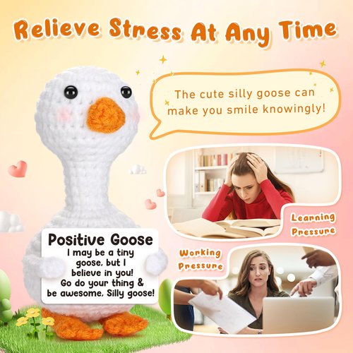Mini Goose Easter Basket Stuffers for Teens Girls Women, Easter Gifts for Kids Birthday Graduation Gift for Her College Adult Friend Bestie Coworker Emotional Cheer Support Crochet Positive Goose