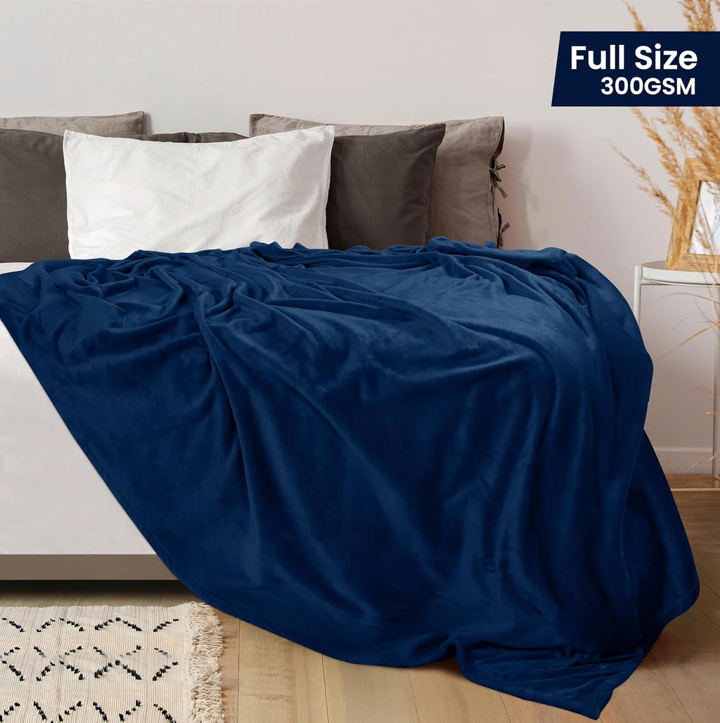 Utopia Bedding Fleece Blanket - Luxury Soft Navy Microfiber | Full Size 90x84 Inch, Anti-Static 300GSM
