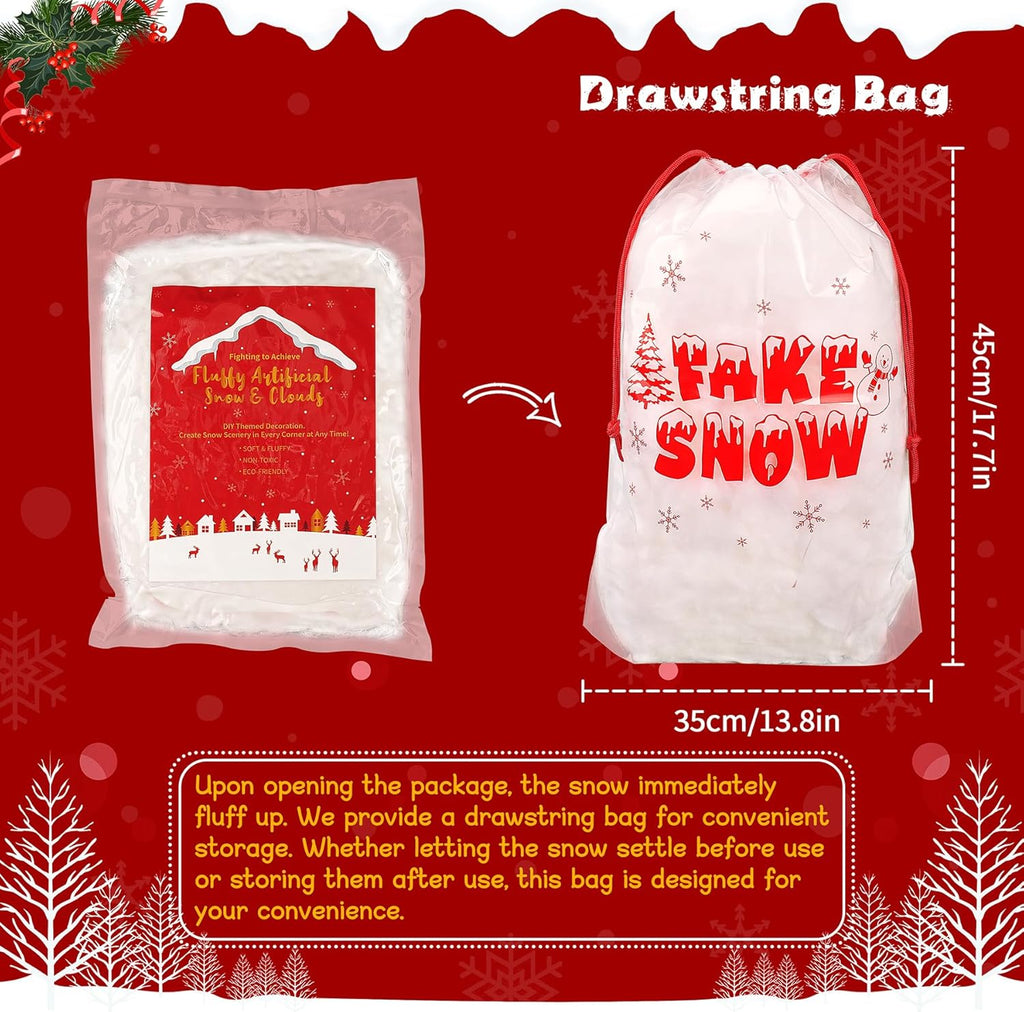 Skiennix Fake Snow Decor - 520g Fluffy Artificial Snow for Christmas & Holiday Displays