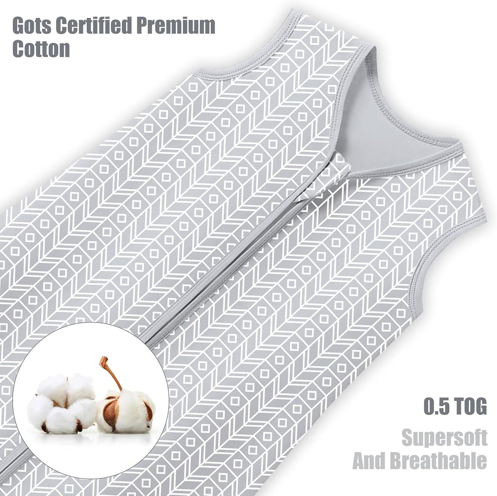 Sweet Dolphin Baby Wearable Blanket Sleep Sack - 100% Cotton, TOG 0.5, 2-Way Zipper, Newborn Essential