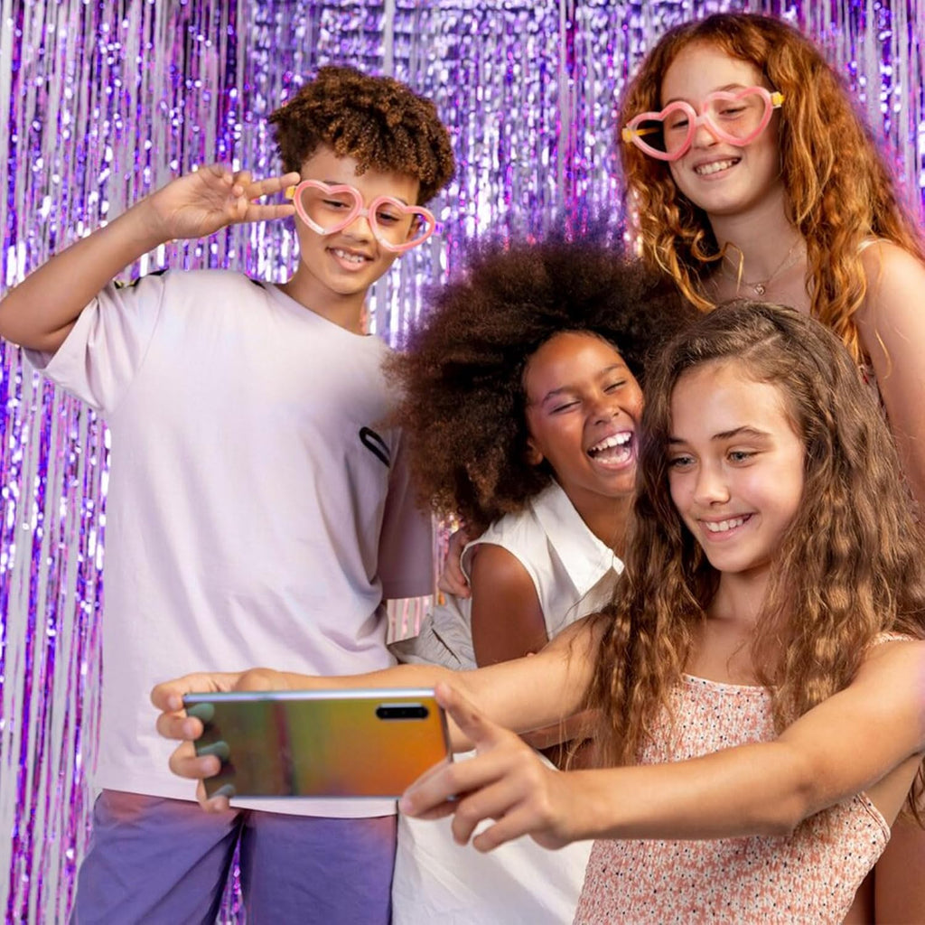 Skiennix Foil Curtain Backdrop - 10 Pack Purple Metallic Tinsel Fringe for Parties & Events