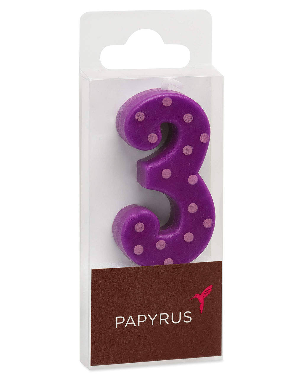 Papyrus Number Birthday Candles Pack, Purple Polka Dots (10-Count)
