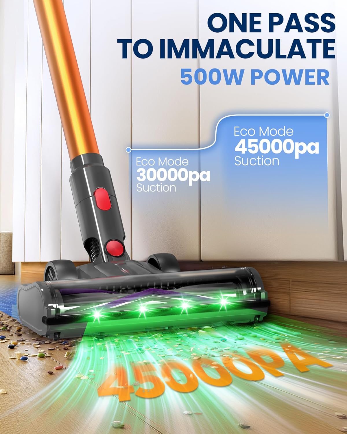 S8 Cordless Vacuum Cleaner - 500W Lightweight Stick Vacuum with LED Display & 40-Minute Runtime | Ideal for Hard Floors, Carpets & Pet Hair