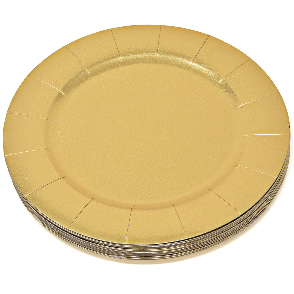 Gift Boutique 120 Disposable Gold Round Charger Plates 13" Dinner Table Serving Tray Plate Heavy Duty Reusable Paper Cardboard Platters for Table Setting Place Mats Cupcake Dessert Wedding Food Safe