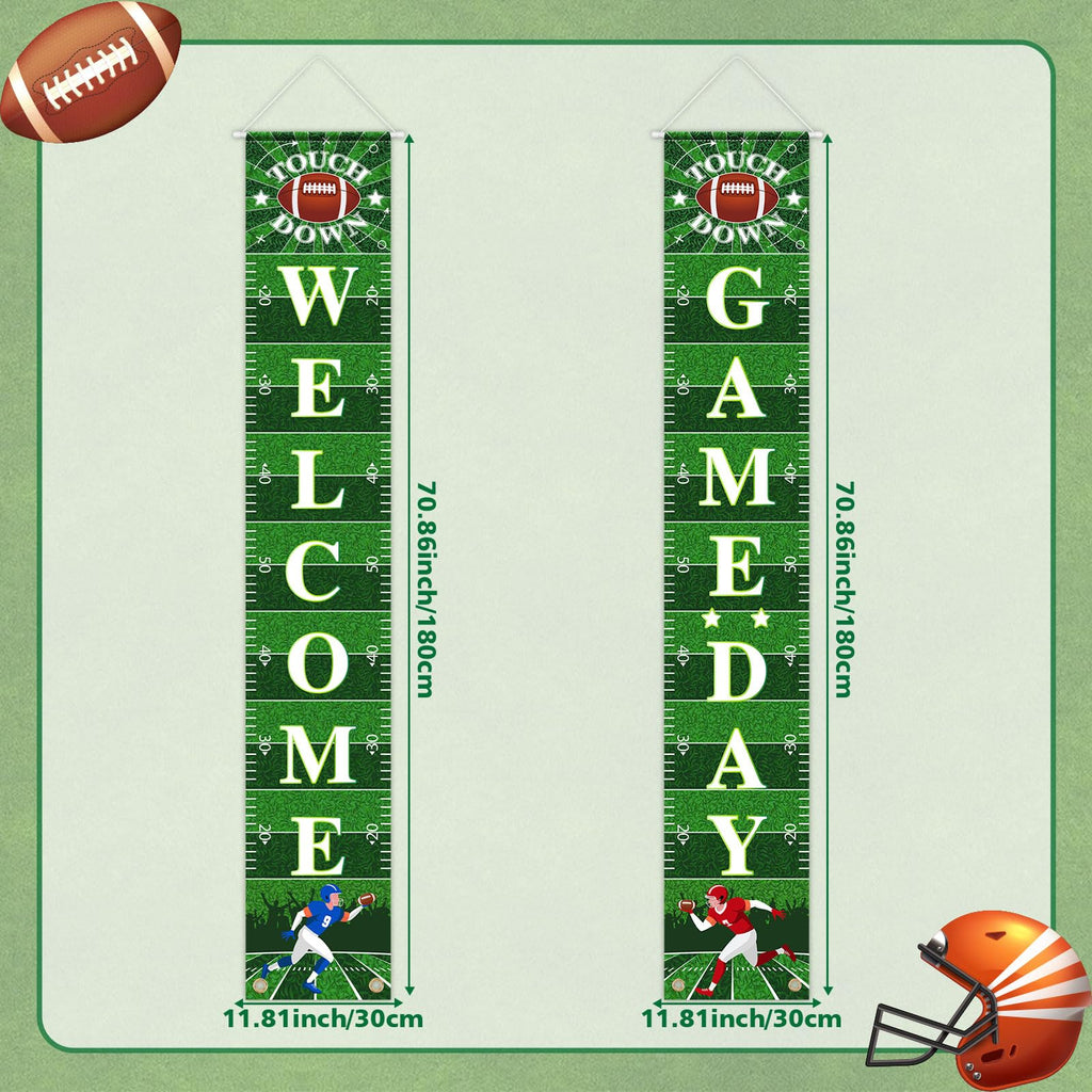 Football Porch Sign Banner Welcome Hanging Door Banner for Sport Theme Party Football Rugby Welcome Game Day Festival Party Decoration Supplies