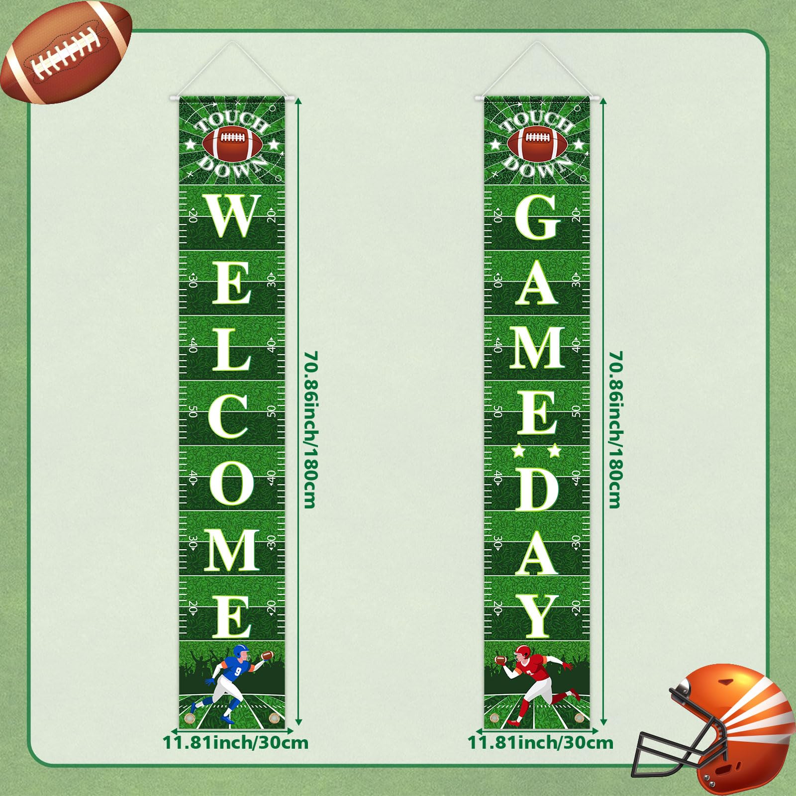 Football Porch Sign Banner Welcome Hanging Door Banner for Sport Theme Party Football Rugby Welcome Game Day Festival Party Decoration Supplies
