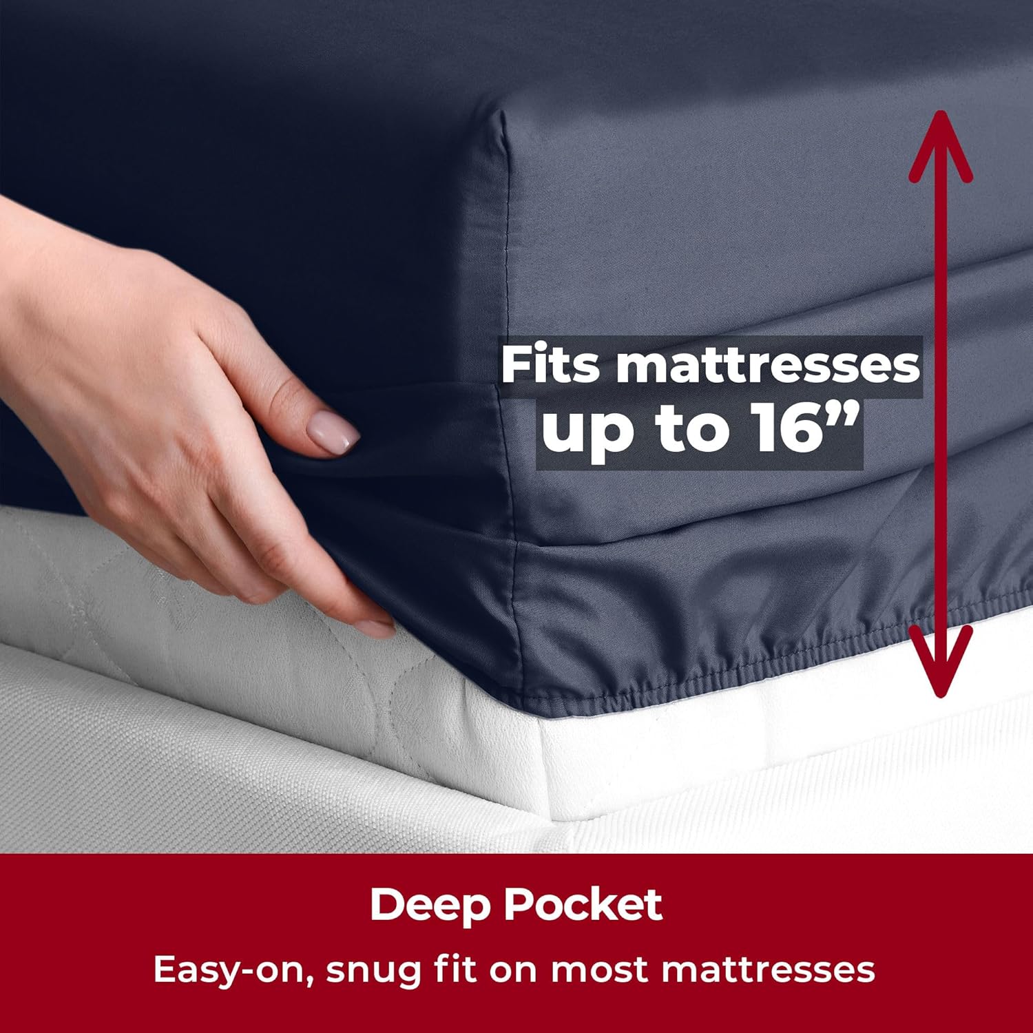 Mellanni Twin Sheets Set - 3 PC Hotel Luxury Bedding | Extra Soft, Cooling, Wrinkle-Resistant (Navy Blue)