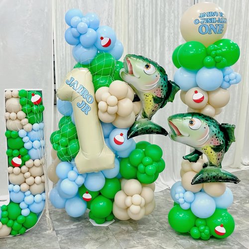 5Pcs Fish Bobber Balloons Decor for O-fishally One Fishing Birthday, Gone Fishing Party, Father's Day,Fish Fest Party Supplies, Little Fisherman Theme, Fishing Tournament Party Decor