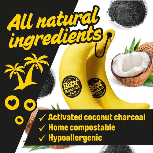 Boot Bananas Eco Travel Deodorisers | Light Weight, Sustainable, Reusable Sports Shoe & Glove Deodorizer Odour Neutralizer & Air Purifier | Eco-Conscious | Lasts up to 12 Months | 1 Pair