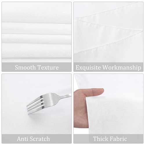 Fivenl 8 Pack Premium White Tablecloth 90 x 132 Inch, Rectangle Table Clothes for 8 Foot Tables Washable Polyester Fabric Table Covers for Wedding Party Reception Banquet Buffet Restaurant