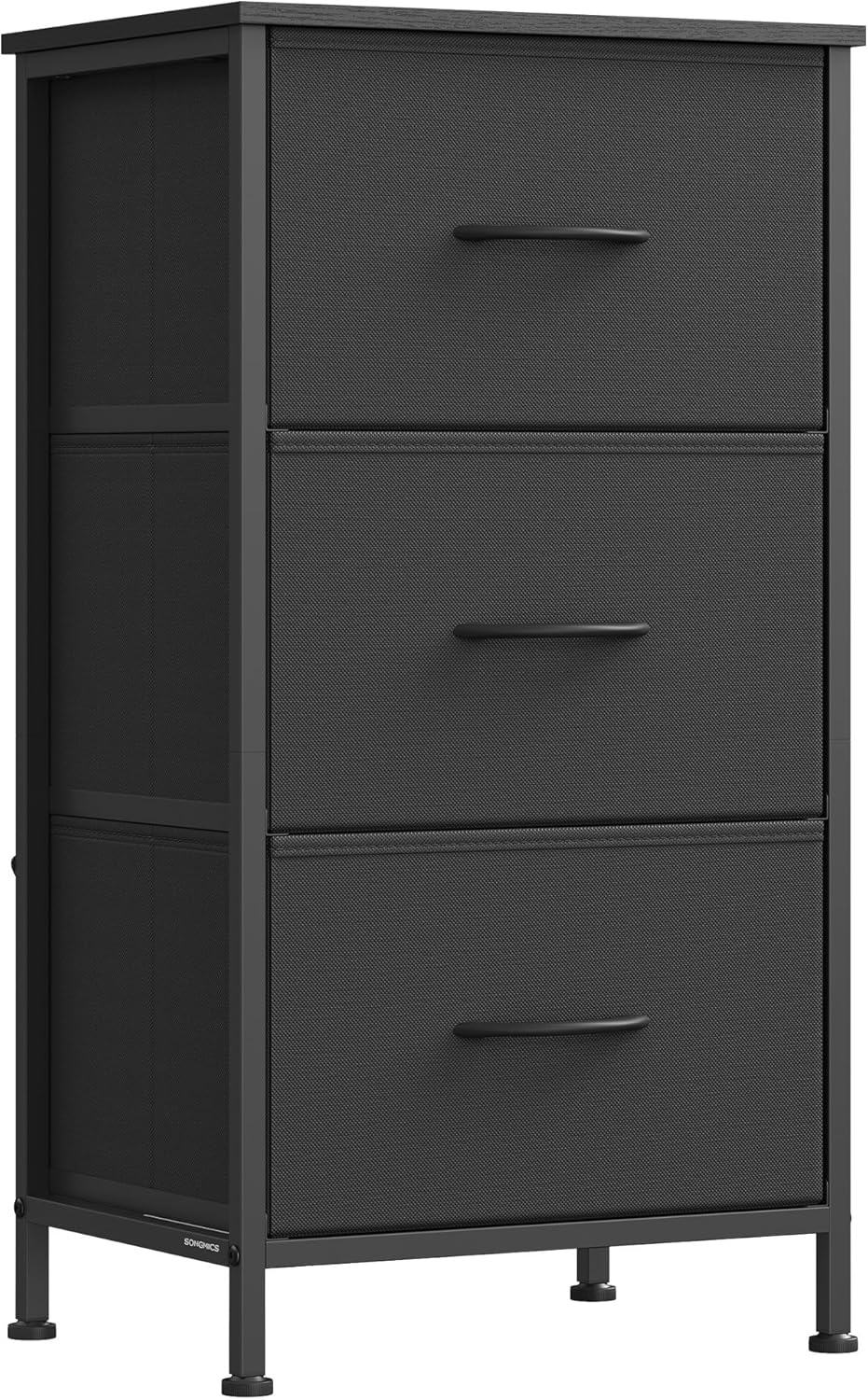 SONGMICS Dresser - Stylish Chest of Drawers with 3 Non-Woven Fabric Bins | Ink Black & Ebony Black