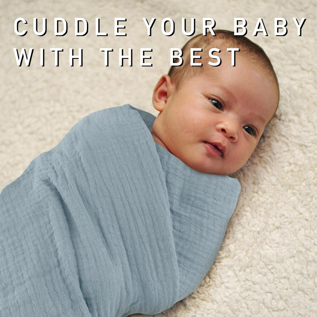 Skiennix Muslin Swaddle Blankets - 4 Pack Breathable Cotton Newborn Receiving Wraps | Skin-Friendly Essentials