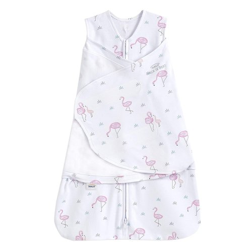 HALO 100% Cotton Sleepsack Swaddle - 3-Way Adjustable Wearable Blanket, TOG 1.5, Flamingos, Newborn 0-3 Months
