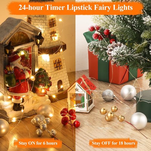 Lakumu LED Fairy Lights - Rechargeable Twinkle String Lights with Timer | 5M/16FT Warm White for Bedroom, Wedding, Decor