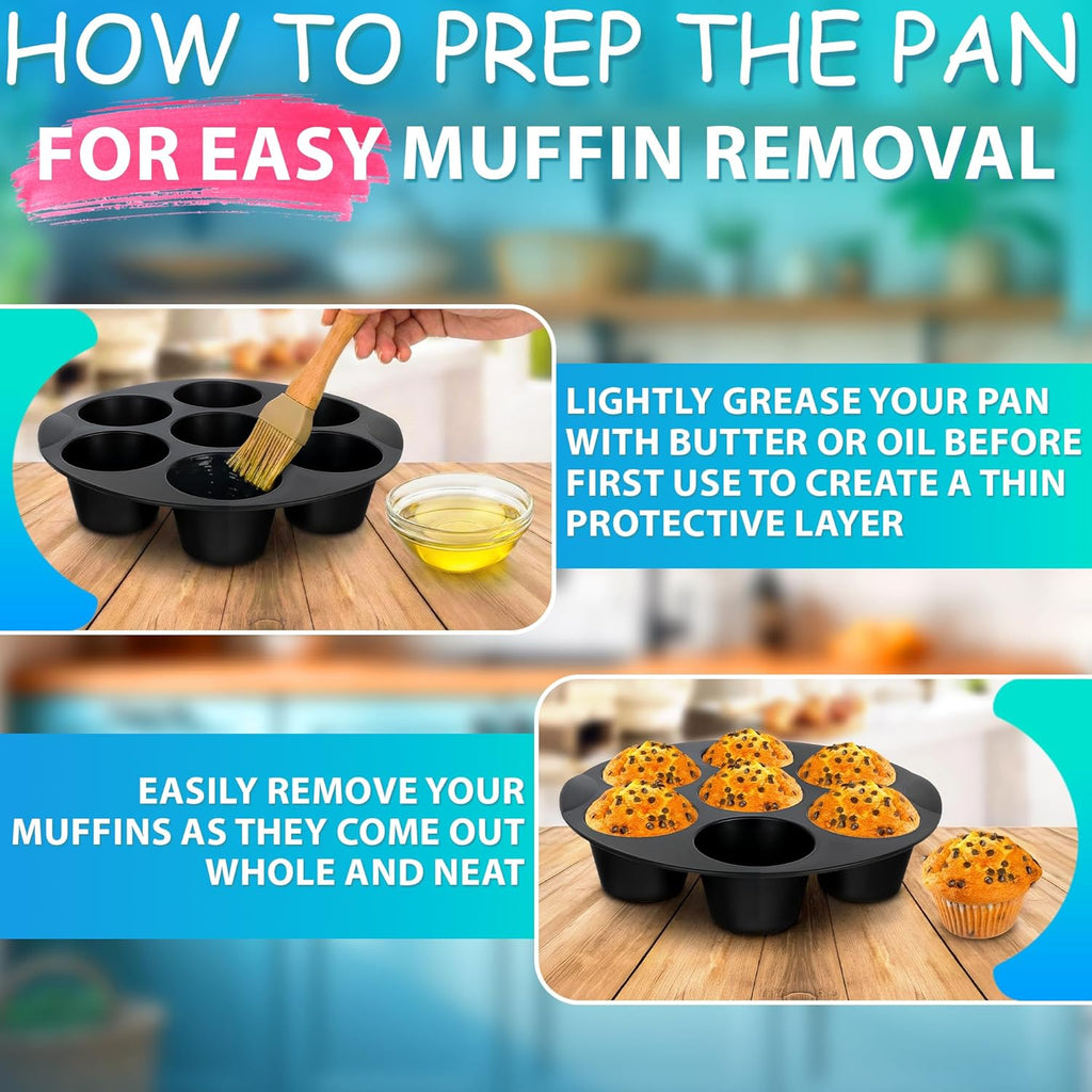 Skiennix Air Fryer Muffin Pan - 7-Cup Silicone Mold for Egg Bites | Heat Resistant & Nonstick
