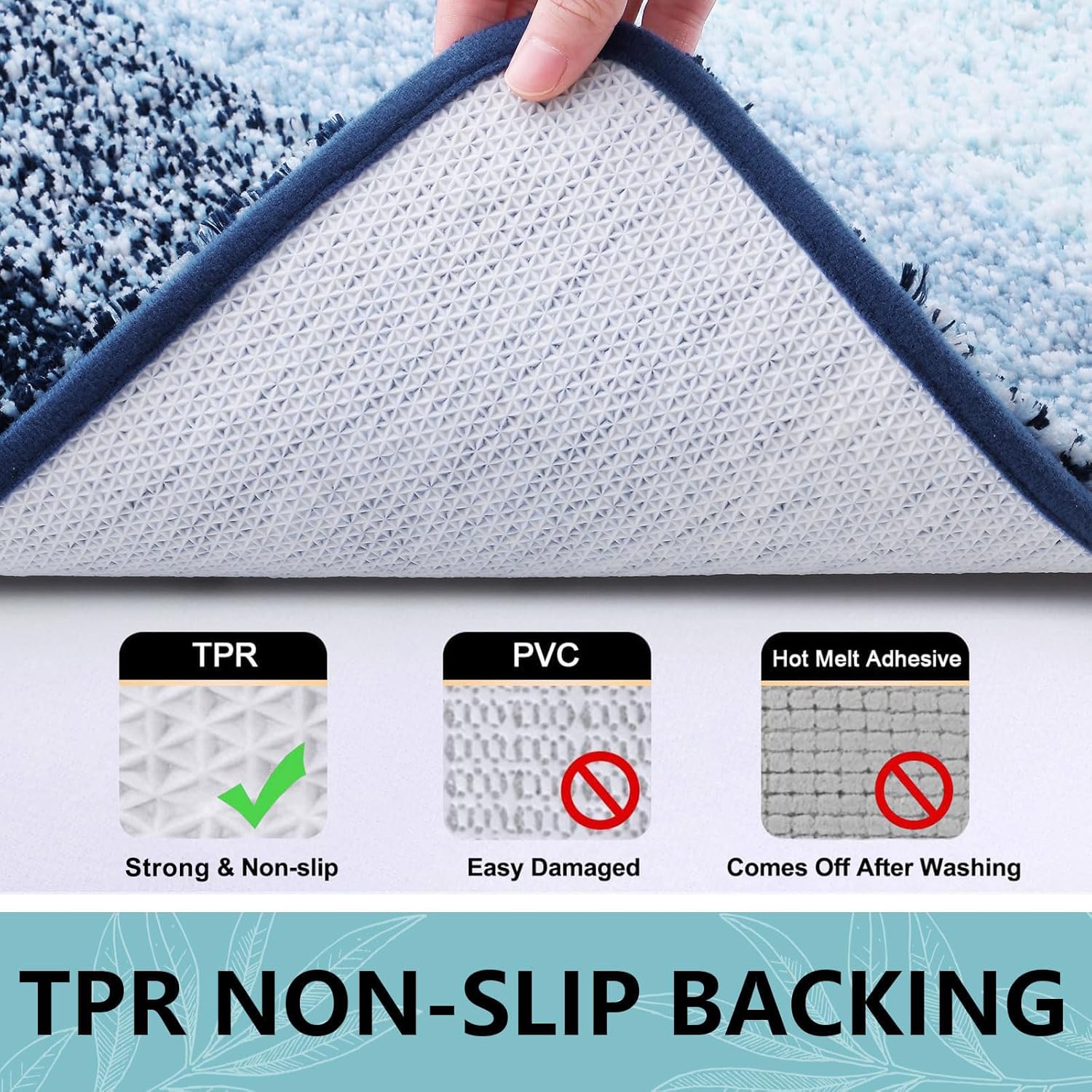 Arotive Microfiber Bath Rug - Soft, Absorbent & Non-Slip | 24x16 Dark Blue Rectangular Mat