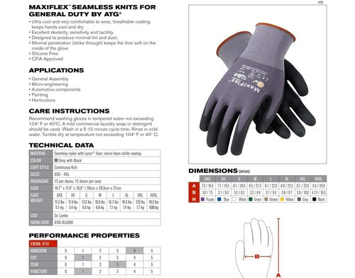 MaxiFlex 34-874 Ultimate Nitrile Grip Work Gloves, Medium, 3 Piece