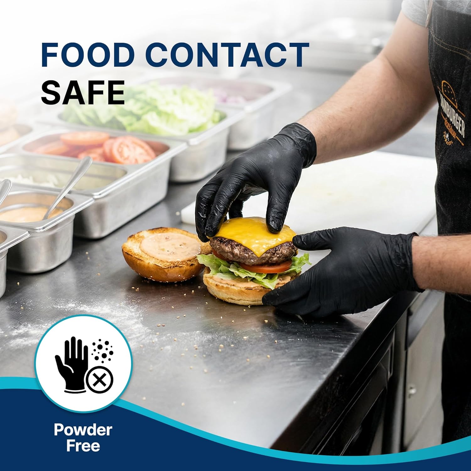 Schneider Nitrile Exam Gloves - 4 Mil Black Disposable, Latex-Free & Food Safe for Cooking and Prep
