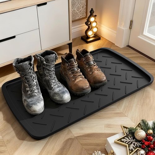 Boot Trays Heavy-Duty Rubber Mat - Waterproof Shoe Tray for Entryway | Multi-Purpose 27.56 x 15.75 Inch