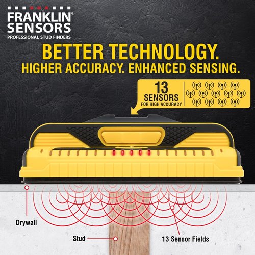 Franklin Sensors Prosensor M210 Stud Finder - 13-Sensor Wood & Metal Detector | Live Wire Detection, USA-Made
