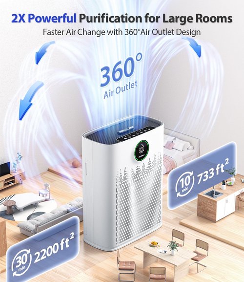 Genuine ECOSELF HAP603 Air Purifier Replacement Filter, 3-in-1 H13 True High-Efficiency Activated Carbon Filter, 2 Pack, White, Official, HAP603 & HAP603WF