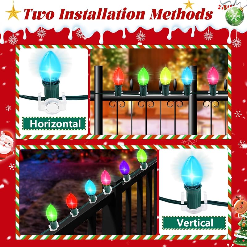 100 Pack Magnetic Christmas Light Clips - Round Clear Variation: 100