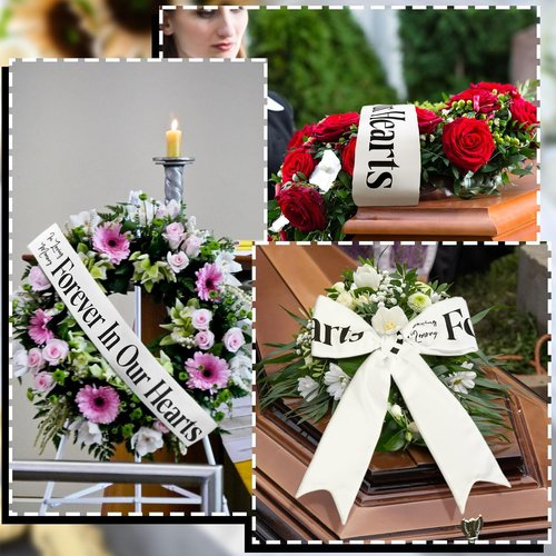 Fanfanwin Funeral Sash - Memorial Ribbon for Celebration of Life | 58x4'' White, Forever in Our Hearts