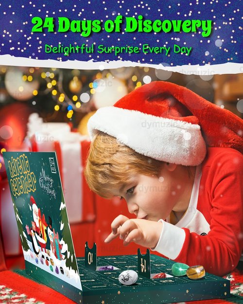 Crystal Advent Calendar 2025 - 24 Unique Crystals & Gemstones for Healing | Perfect for All Ages