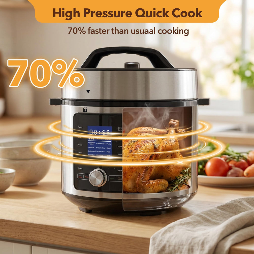 NEWBULIG 6.3 Quart Electric Pressure Cooker, Stainless Steel Multi Cooker Pressure, 24-in-1 Slow Cooker for Rice, Meat Stew, Porridge, Multigrain, Soup, Bean, Bake, Steam, Yogurt Maker
