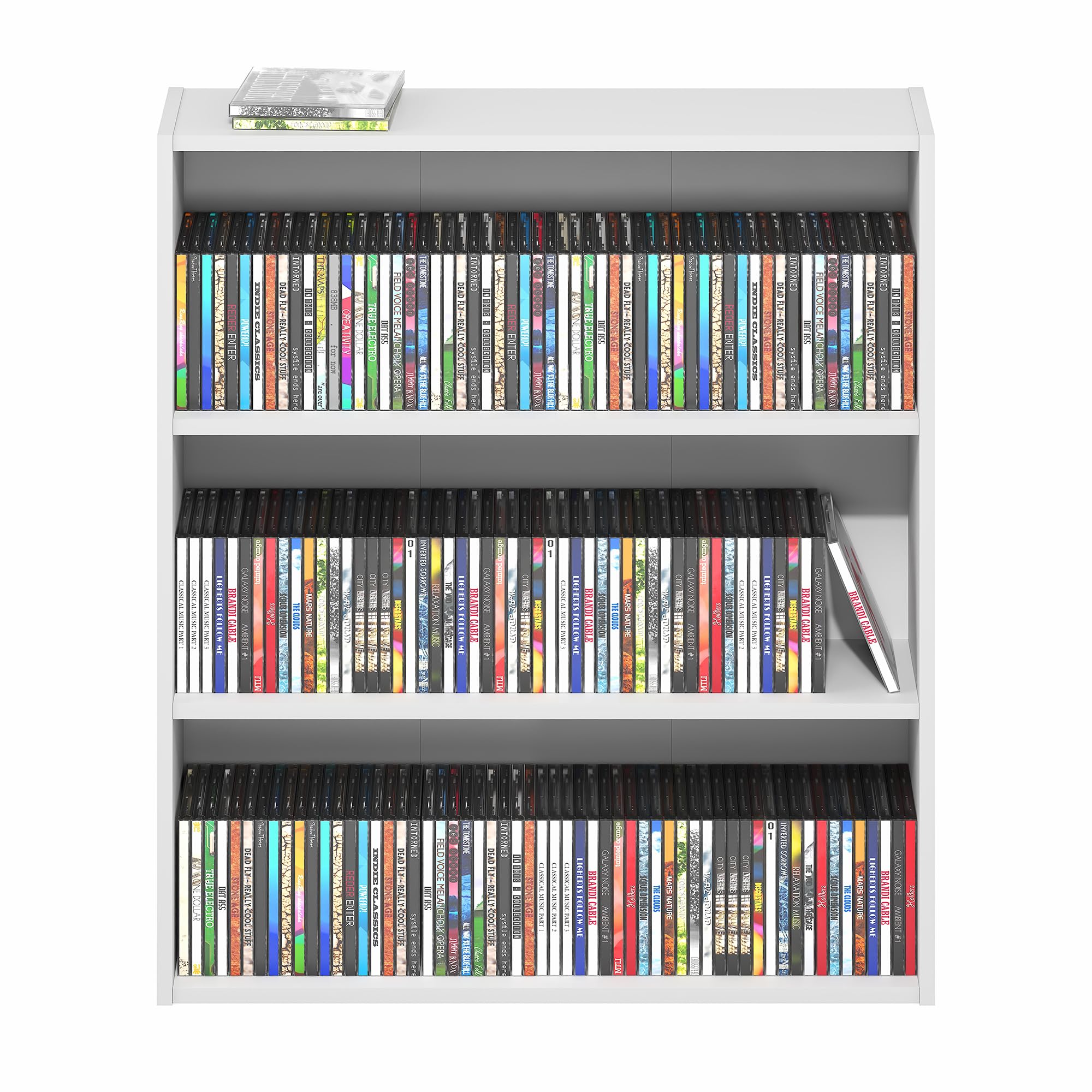 Furinno Basic Book Shelf, 3-Tier Bookshelf, Cube Storage Organizer Bookcase with Open Shelf, 7 x 24 x 26, for Living Room, Bedroom, Home Office, White