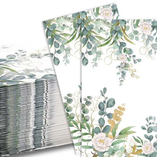 100PCS Greenery Paper Hand Towels for Bathroom, 3 Ply Disposable Hand Towels for Bathroom, Guest Towels Disposable Bathroom, Bathroom Napkins Guest Disposable for Party Decor (Guest Towel)