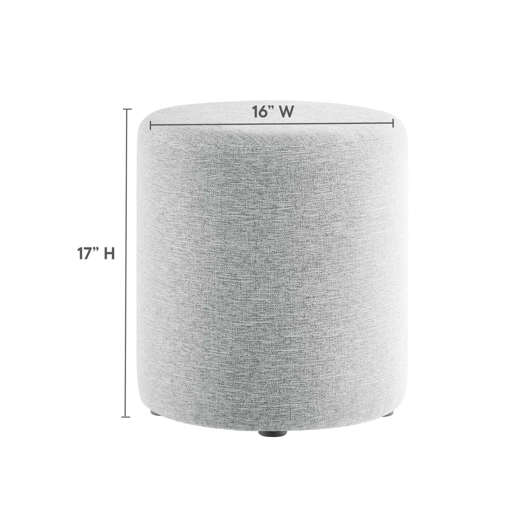 Modway Callum 16 Inch Round Ottoman in Heathered Weave Light Gray - Woven Heathered Fabric - Upholstered Ottoman for Living Room - Ottoman Side Table, Vanity Seat, Accent Table or Footrest Ottoman