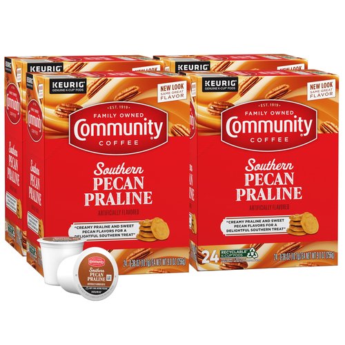Community Coffee Southern Pecan Praline Flavored 96 Count Keurig K-Cup Coffee Pods, Medium Roast, 24 Count (Pack of 4)