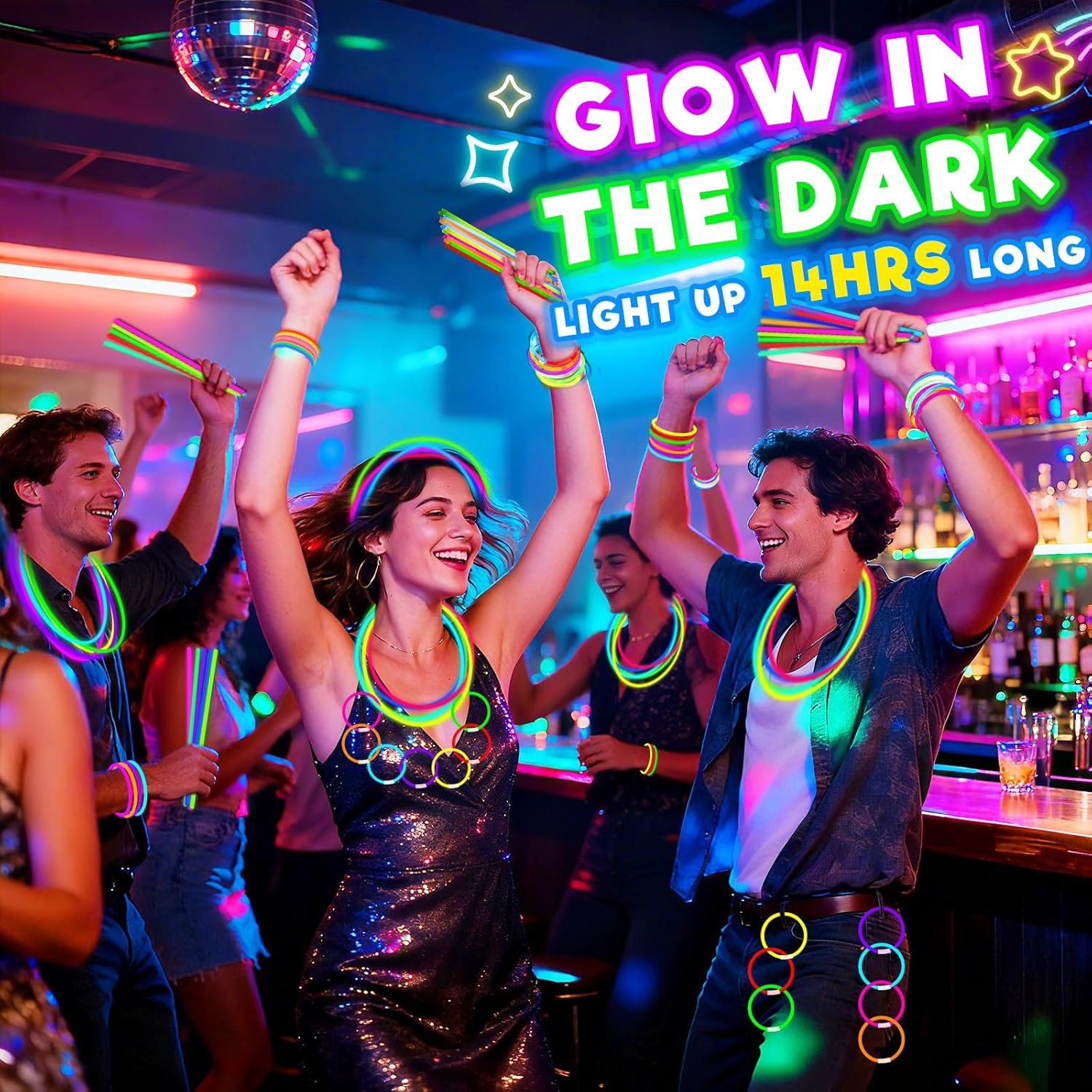 TURNMEON 500 Pack Ultra Bright Glow Sticks - Long-Lasting 14 Hours | Perfect for Parties & Events