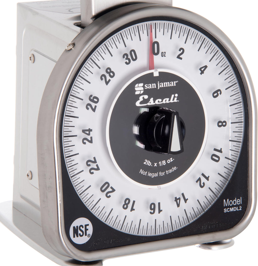 San Jamar Ms Series Mechanical Dial Scale Manual Food Scale with 2 Pound Capacity for Kitchens, Restaurants, And Cooking, Metal, 32 Ounces, Silver