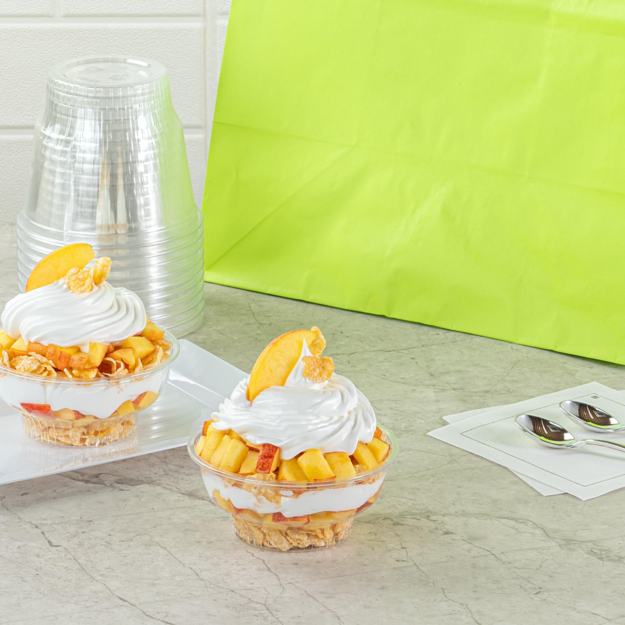 Restaurantware-RW Base 5 Ounce Round Ice Cream Cups, 500 Disposable Parfait Cups - Lids Sold Separately, Premium, Clear Plastic Dessert Cup, Serve Frozen Yogurt, Mousse, Pudding, Great For Parties