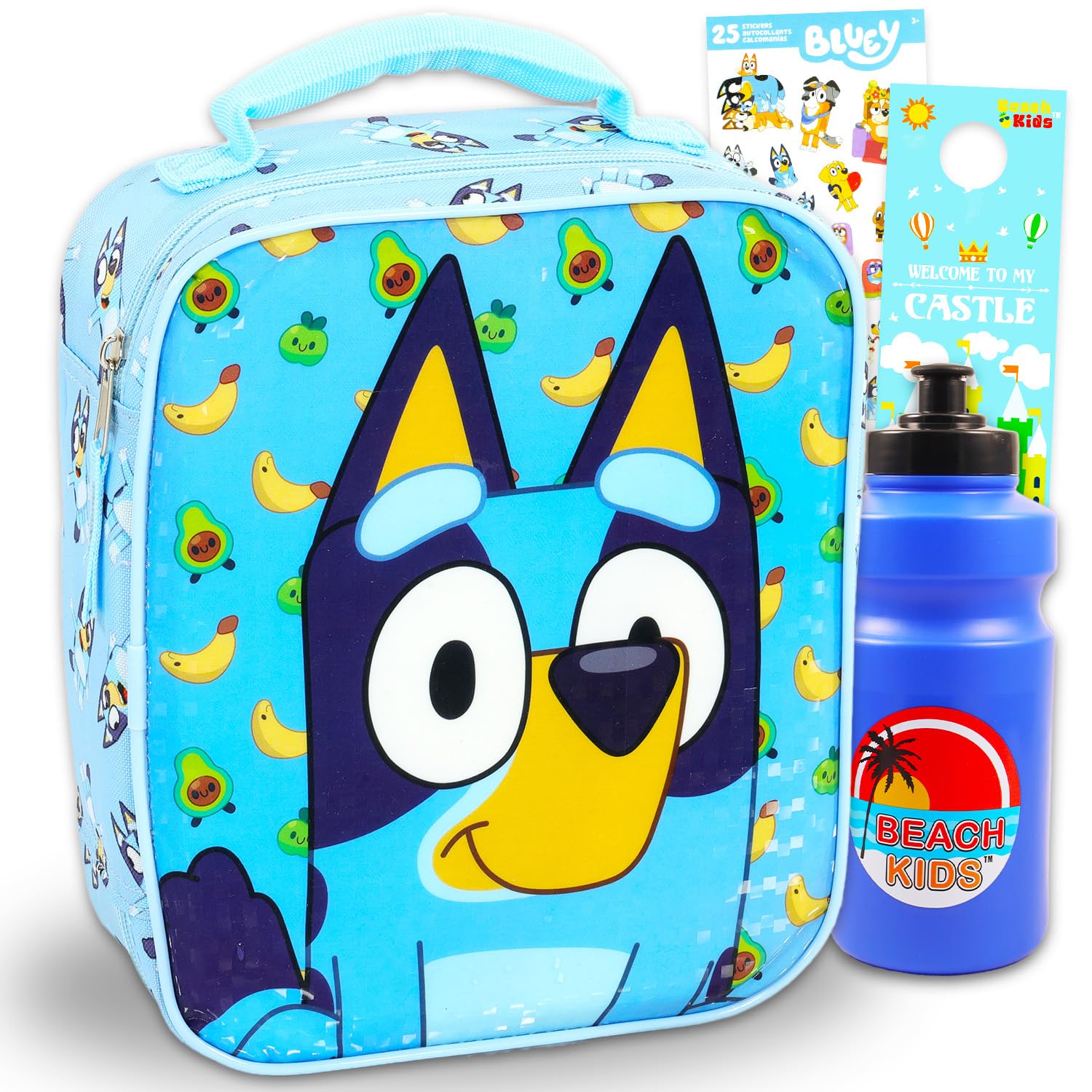 Bluey Lunch Box for Girls - Bundle with Insulated Lunchbox for Kids Boys Girls Plus Water Bottle, Stickers, More | Bluey Lunch Bag School Supplies Set