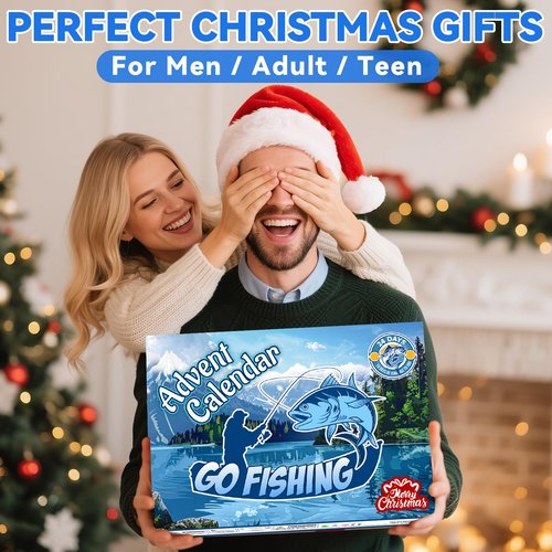 Einailvk Fishing Advent Calendar 2025 for Adult Men Teen Boys, 24 Days Fishing Tackle Accessories Kit Christmas Countdown Fishing Gifts with Fishing Lures for Dad Husband Boyfriend Fish Lovers
