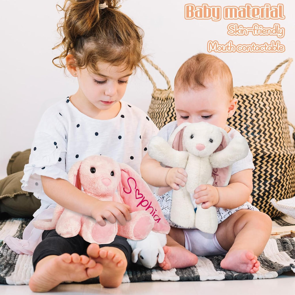 Skiennix Personalized Bunny Plush - Custom Embroidered Stuffed Animal for Babies | Perfect Gift for Toddlers