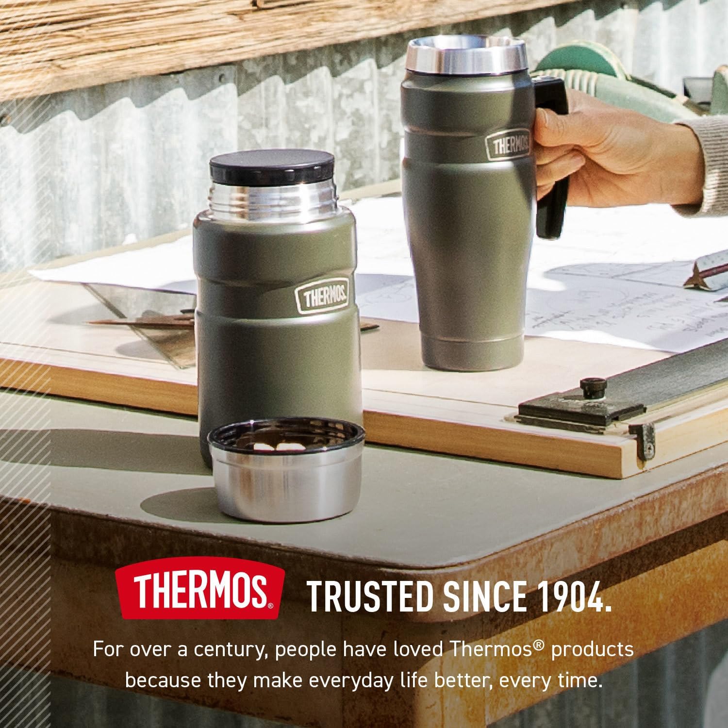 THERMOS Stainless King Vacuum-Insulated Food Jar - 24 Ounce, Durable Matte Steel Finish