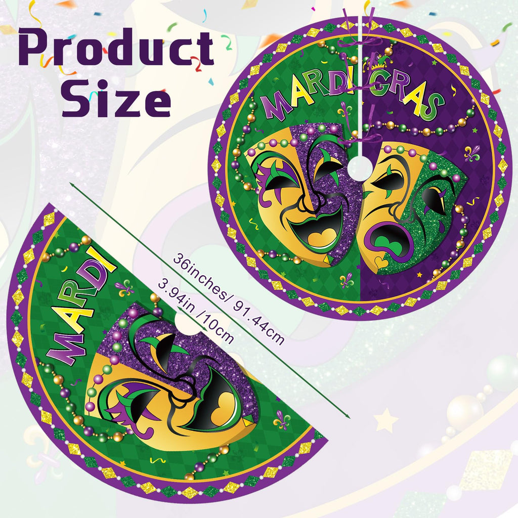 Blosssound Mardi Gras Tree Skirt 36 Inch Carnival Tree Mat Masquerade Party Decor Carpet Mardi Gras Theme Decoration for Home Office Masquerade Holiday Party Decoration