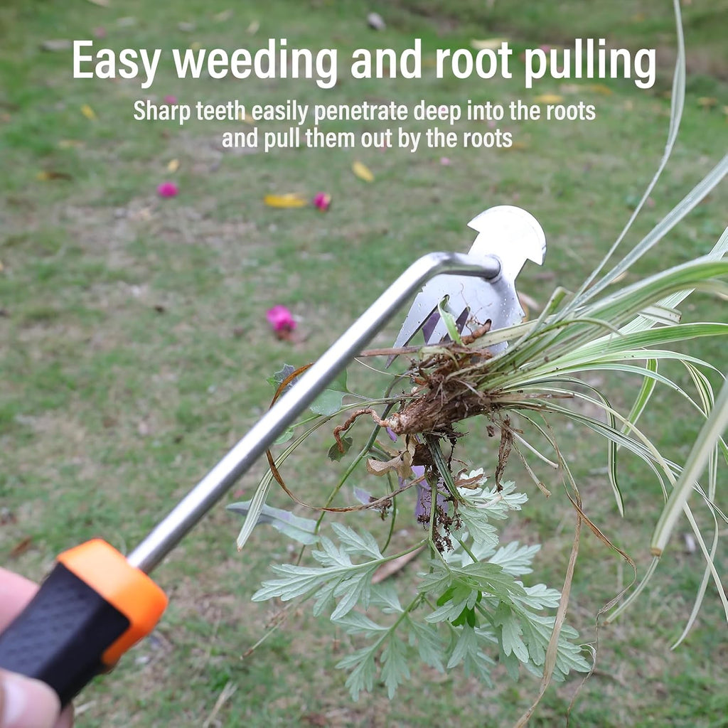 SIXCAR Weed Remover Tool - Portable Garden Weeder with Rubber Handle for Easy Uprooting & Planting
