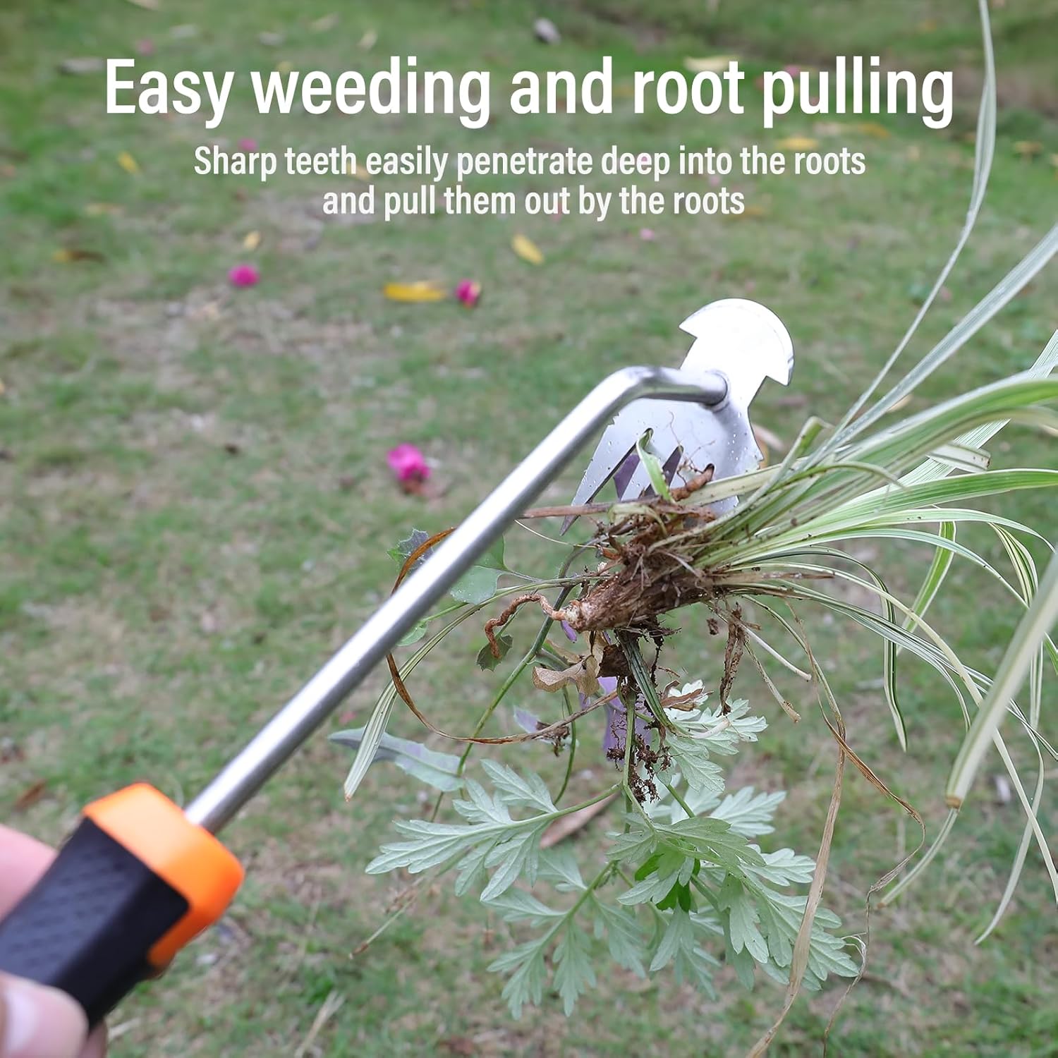 SIXCAR Weed Remover Tool - Portable Garden Weeder with Rubber Handle for Easy Uprooting & Planting