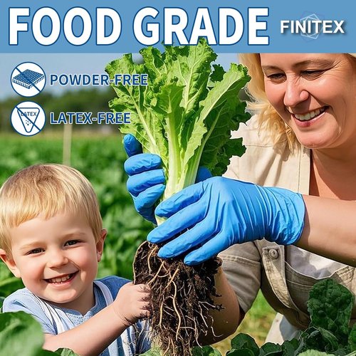 FINITEX Blue Nitrile Exam Gloves - 200 PCS | 3.5mil Powder-Free, Latex-Free Medical & Food Safe