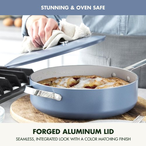 GreenPan Nova 10” Frying Pan Skillet and 4.37QT Sauté Pan with Lid, Oprah’s Favorite Things 2024, PFAS-Free Ceramic Nonstick, Induction Suitable, Sear, Fry, Broil, Dishwasher & Oven Safe, Ocean Blue